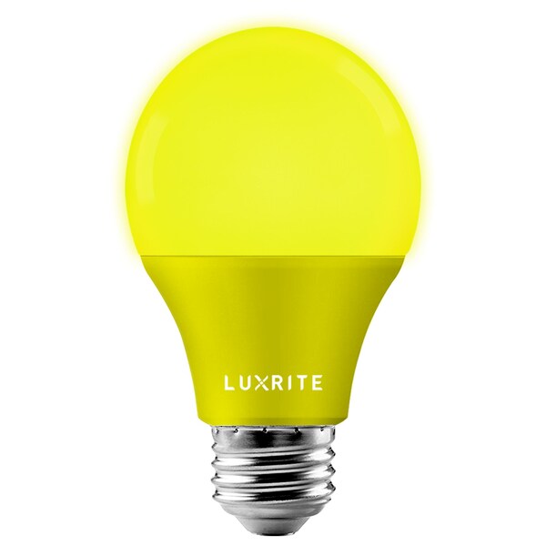 Luxrite A19 LED Light Bulbs 8W (60W Equivalent) Yellow Colored Bulbs Non-Dimmable E26 Base LR21490-1PK - main